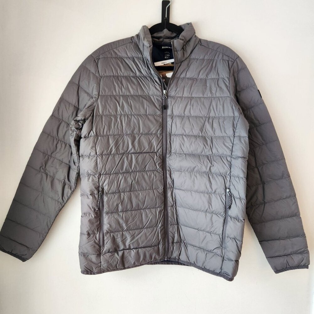 NWT Eddie Bauer Goose Down Packable Full Zip Jacket Grey 650g Men's S